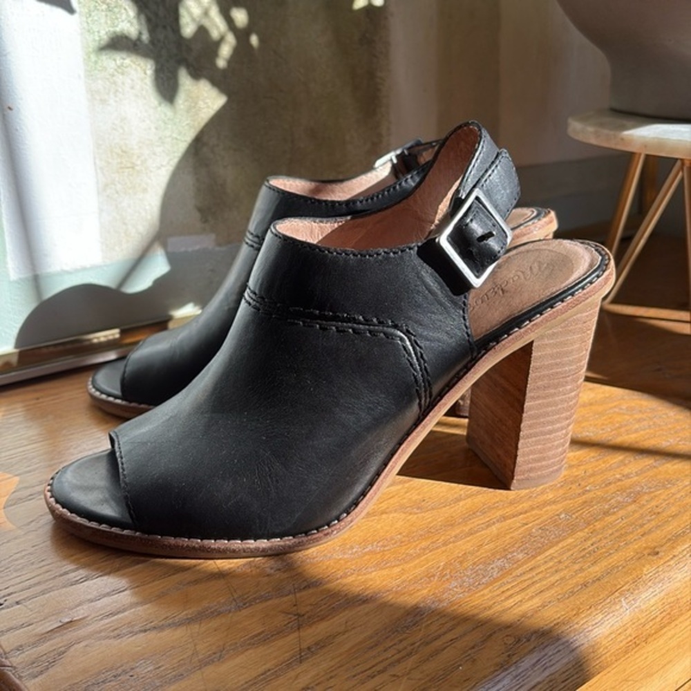 Madewell Black Leather Heeled Sandals